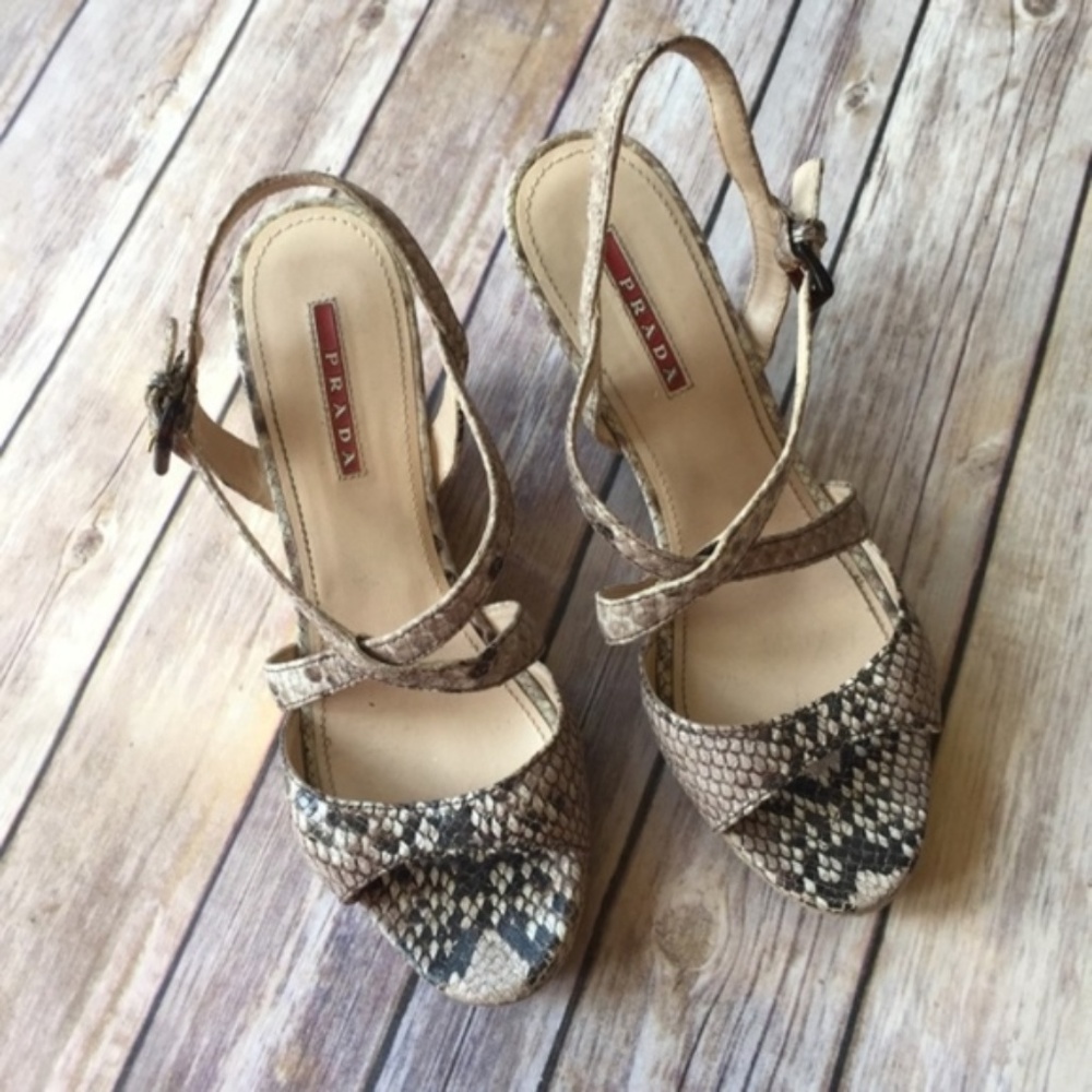 Prada Python Snake Calzature Donna Wedge Sandals - image 2